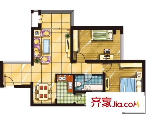 東鴻小區(qū)戶型圖2室2廳 戶型圖 2室2廳