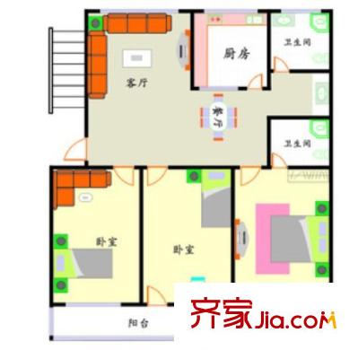 千家街社區(qū)戶型圖3室2廳 戶型圖 3室2廳
