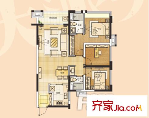 江南公寓戶型圖3室2廳 3室2廳