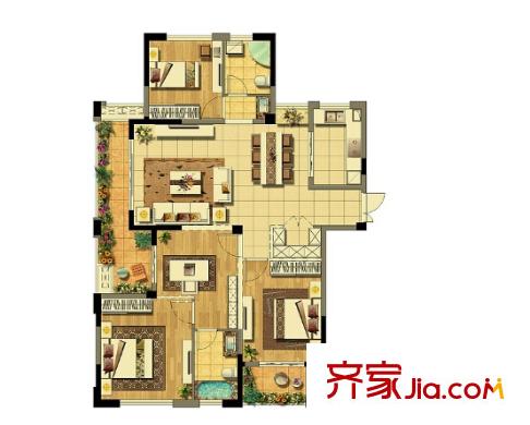 江南公寓戶(hù)型圖3室2廳 3室2廳