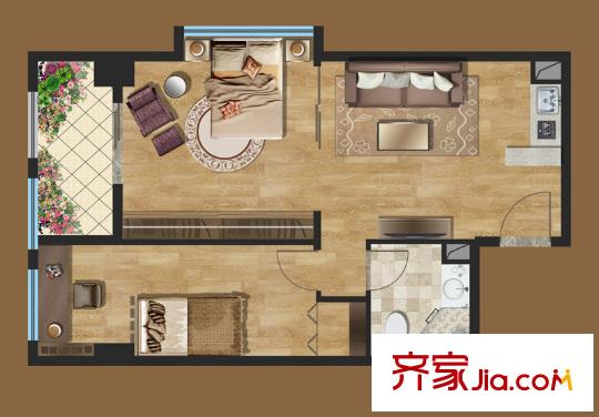 北大資源首座戶型圖B2戶型 3室1廳1衛(wèi)1廚
