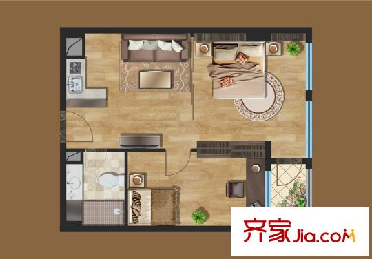北大資源首座戶型圖A戶型 2室1廳1衛(wèi)1廚