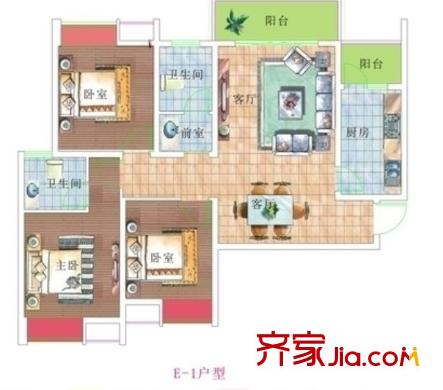 胭脂山桂苑戶型圖3室2廳 3室2廳