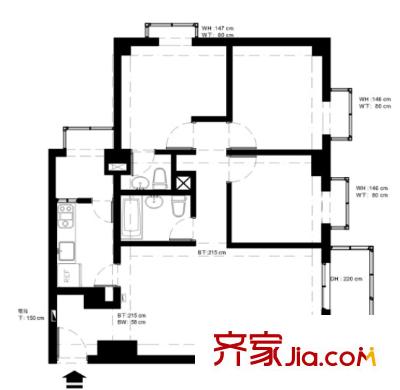 云鶴大廈戶型圖2室1廳 戶型圖 2室1廳