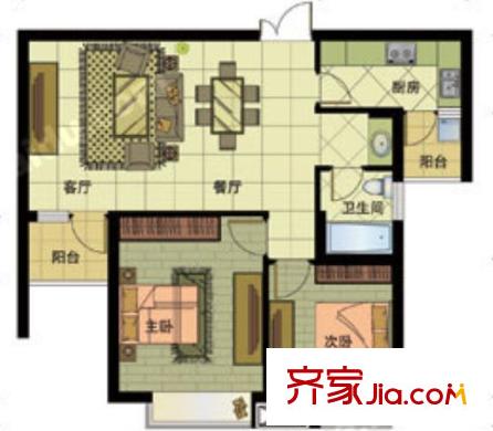 徐家棚安居苑戶型圖2室2廳 戶型圖 2室2廳
