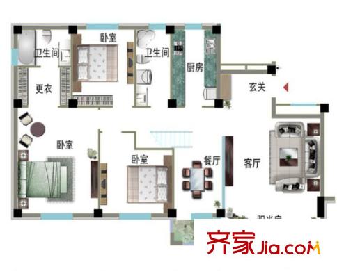 古田三路小區(qū)戶型圖3室2廳 戶型圖 3室2廳