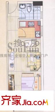 都市蘭亭戶型圖單間 1室