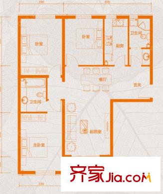 香港映象三期戶型圖3室2廳 戶型圖 3室2廳