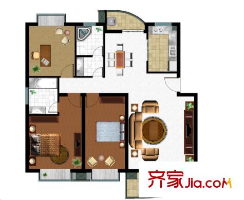米蘭小鎮(zhèn)戶型圖3室2廳 3室2廳