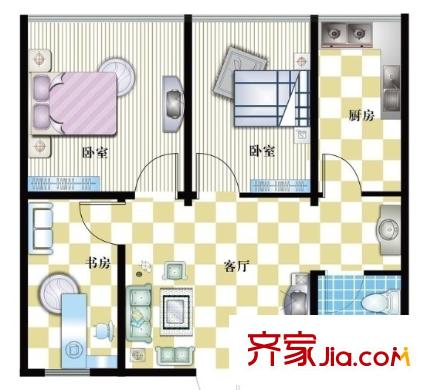 新大地家園子期園戶型圖3室2廳 戶型圖 3室2廳1衛(wèi)1廚
