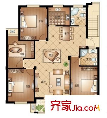 新大地家園子期園戶型圖4室2廳 戶型圖 4室2廳2衛(wèi)1廚