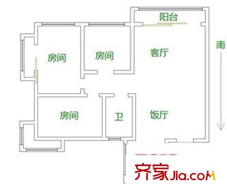 梅苑三期 3室 戶型圖