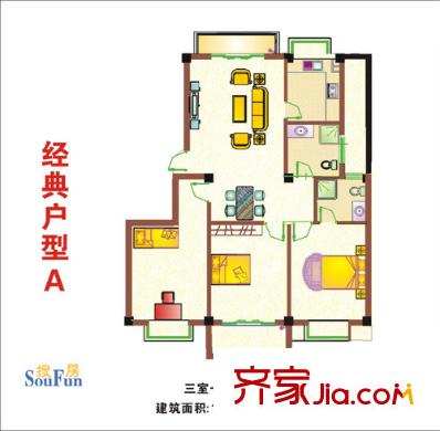 鄂發(fā)花園戶型圖3室1廳2衛(wèi)