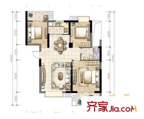 頤和苑戶型圖3室2廳 3室2廳