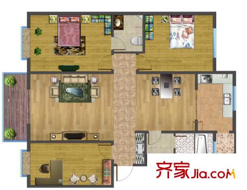 省電視臺宿舍戶型圖3室2廳 3室2廳