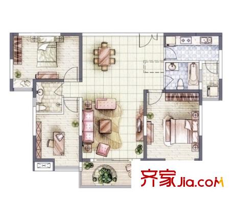康樂苑戶型圖3室2廳 3室2廳