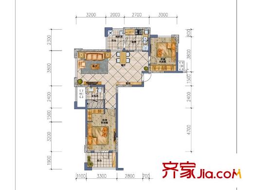 華潤置地橡樹灣三期 戶型圖 2居2