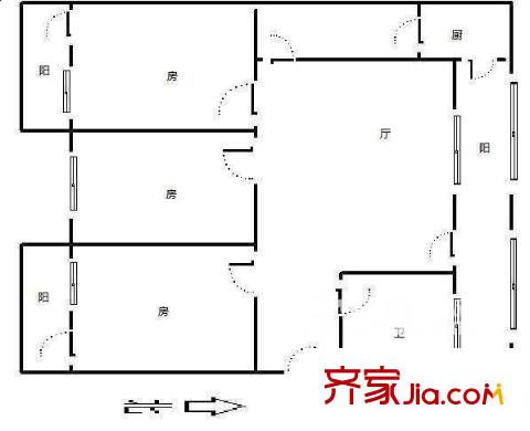 湖北省文聯(lián)宿舍 3室 戶型圖