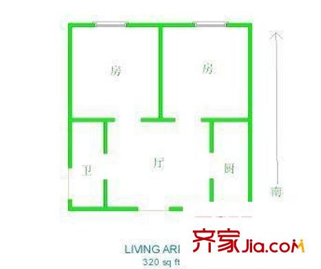 常青一院戶型圖常青一垸 2室 戶型圖 2室1廳1衛(wèi)1廚