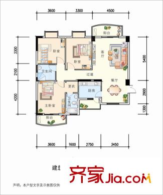 半島華庭5號(hào)樓A戶(hù)型 3室2廳2衛(wèi)1廚