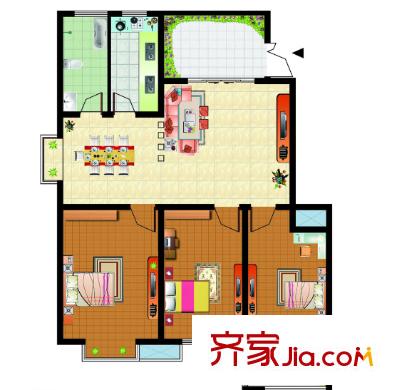 新地東方花都戶型圖3室2廳 戶型圖 3室2廳