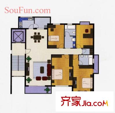 虹琦花園 4室 戶型圖