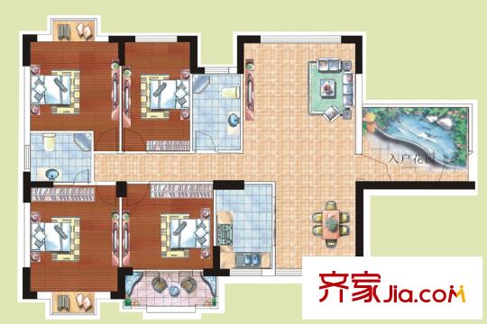 光谷桂花城9棟I戶型圖 4室2廳2衛(wèi)1廚