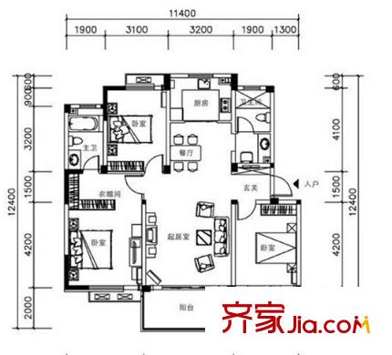 萬(wàn)科潤(rùn)園戶型圖3室2廳 3室2廳