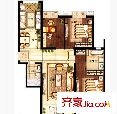 萬(wàn)科潤(rùn)園戶(hù)型圖3室2廳 3室2廳