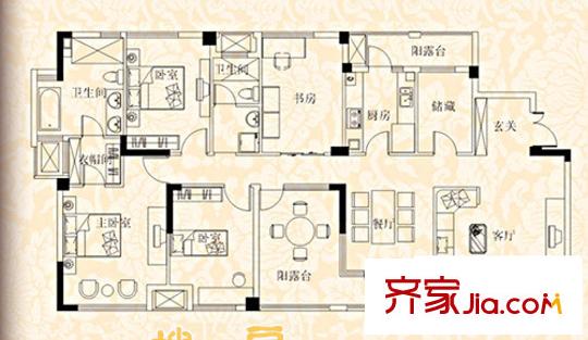 萬(wàn)科潤(rùn)園戶(hù)型圖FA 4室