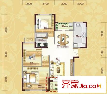 融海杰座 3室 戶型圖
