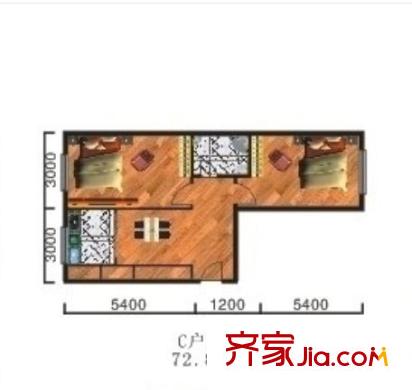 梅苑人民銀行宿舍戶型圖2室2廳 戶型圖 2室2廳