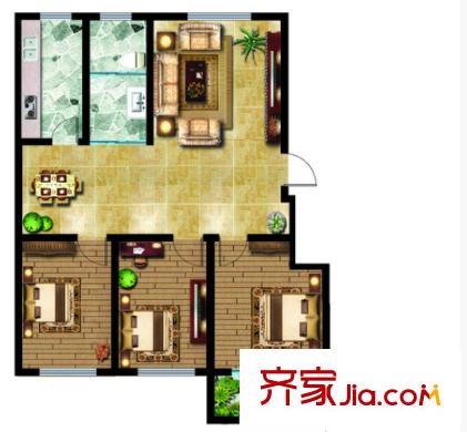 金昌商業(yè)城戶型圖3室2廳 戶型圖 3室2廳