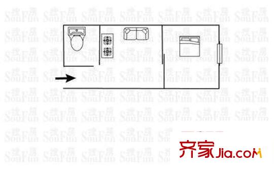 集賢花園 1室 戶型圖