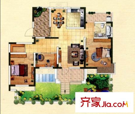 景虹花園戶型圖三室二廳 戶型圖 3室2廳