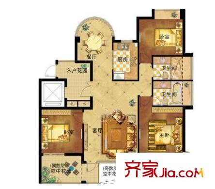 景虹花園戶型圖三室二廳 戶型圖 3室2廳