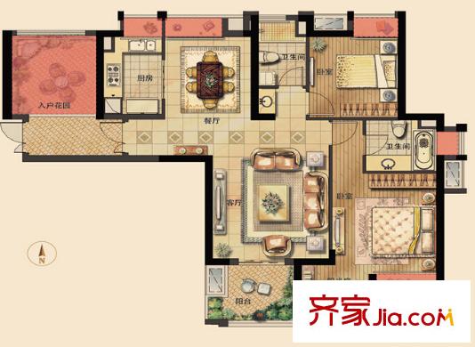融僑錦江戶型圖2室2廳 2室2廳