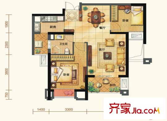 融僑錦江戶型圖2室2廳 2室2廳