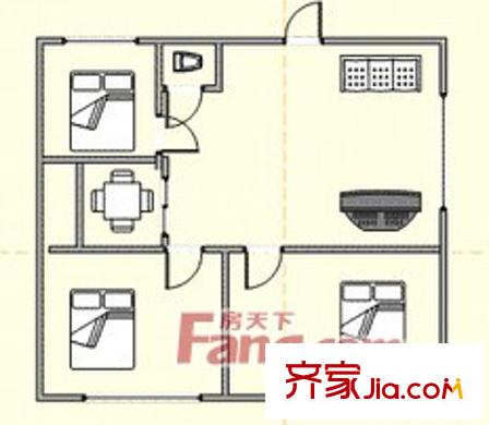 昆山 永平花園 戶型圖 3室1廳1衛(wèi)