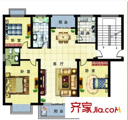 元辰國際戶型圖3室2廳 戶型圖 3室2廳