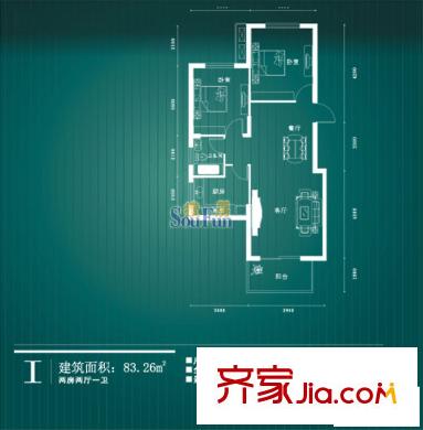 東方萊茵戶型圖I戶型 2室2廳