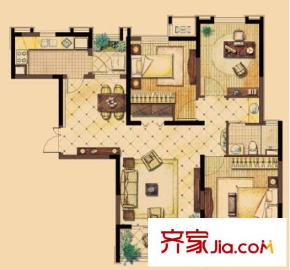 航天城小區(qū)戶型圖2室2廳 戶型圖 2室2廳