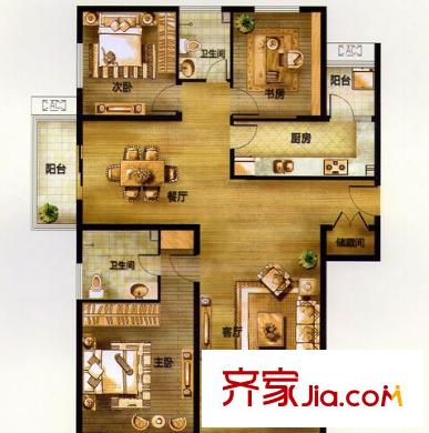 航天城小區(qū)戶型圖3室2廳 戶型圖 3室2廳