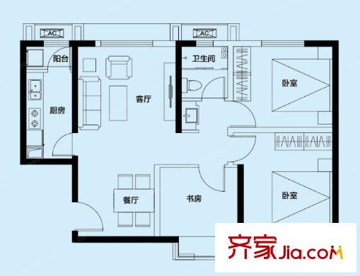 武昌城市公園戶型圖三室二廳 戶型圖 3室2廳