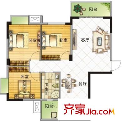 十畝地小區(qū)戶型圖3室2廳 3室2廳