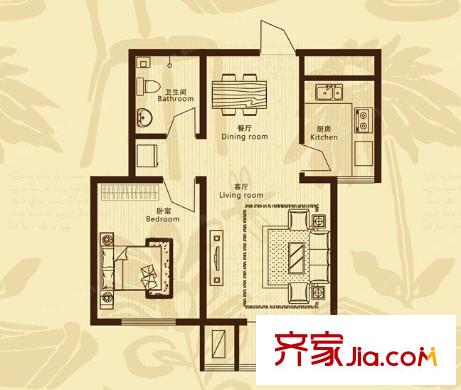 新地盛世東方戶型圖一室二廳 戶型圖 1室2廳
