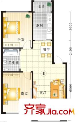 威嘉白金領(lǐng)域戶型圖2室2廳 2室2廳