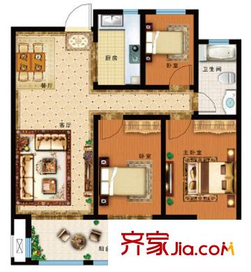 南湖天久云門(mén)戶(hù)型圖3室2廳 戶(hù)型圖 3室2廳1衛(wèi)1廚