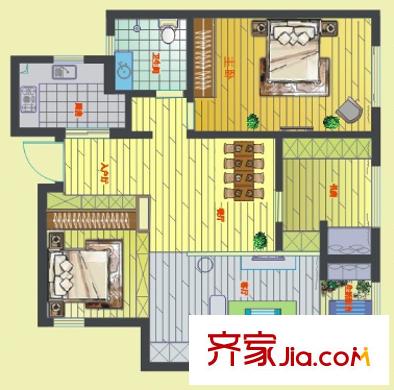 金玉華庭戶型圖2室2廳 戶型圖 2室2廳1衛(wèi)1廚