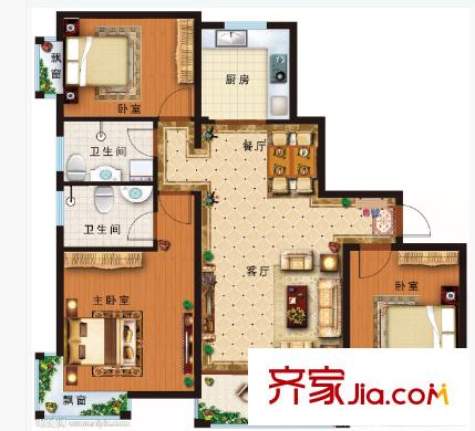 金玉華庭戶型圖3室2廳 戶型圖 3室2廳2衛(wèi)1廚